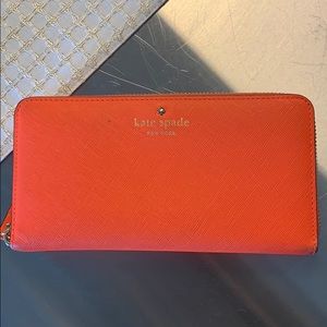 Kate Spade bright orange saffiano leather wallet